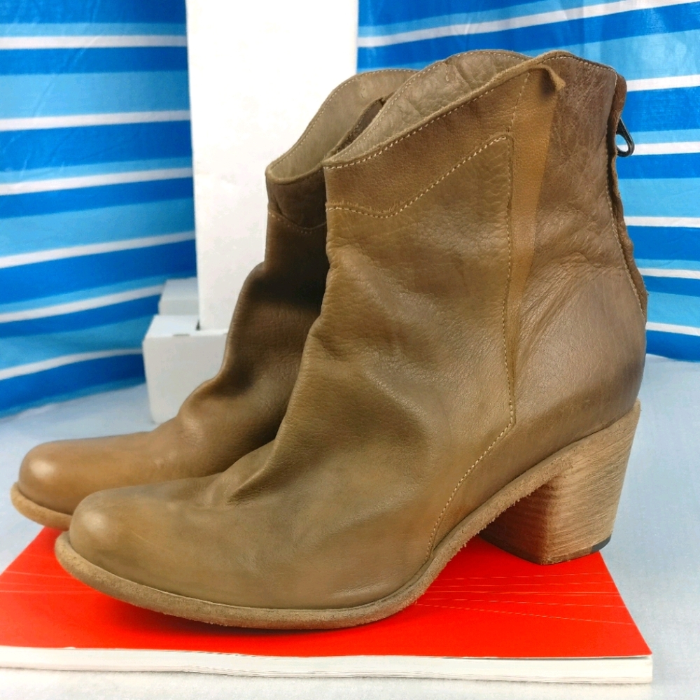 Nylo ALL LEATHER Welted Sole Stacked heel Ankle Boot Handmade in Europe 38Brown
